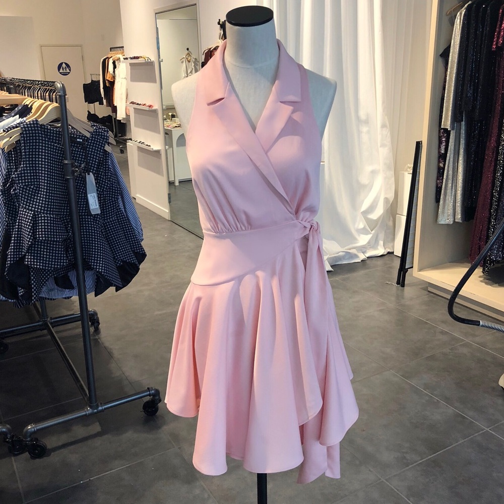 Notch collar wrap dress